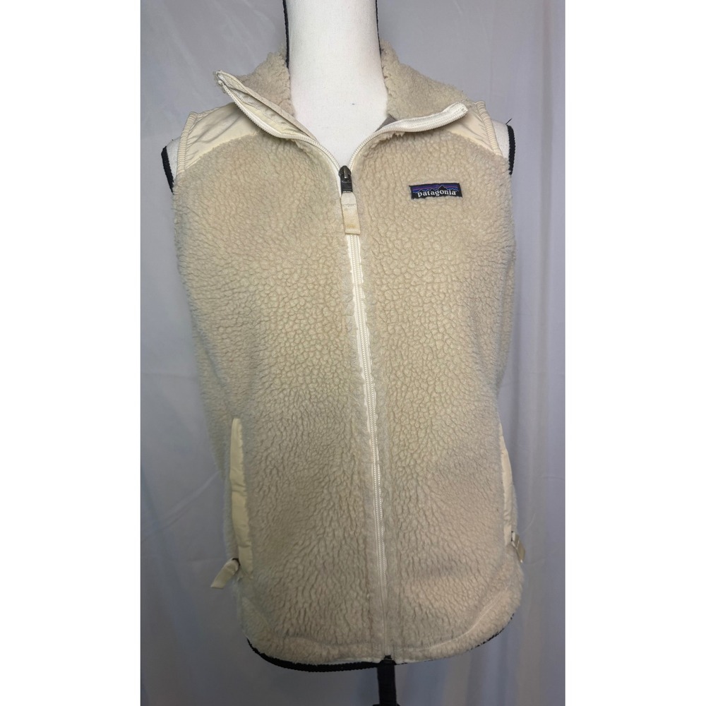 Patagonia Cream Retro-X Sherpa Fleece Vest Womens Medium Good
